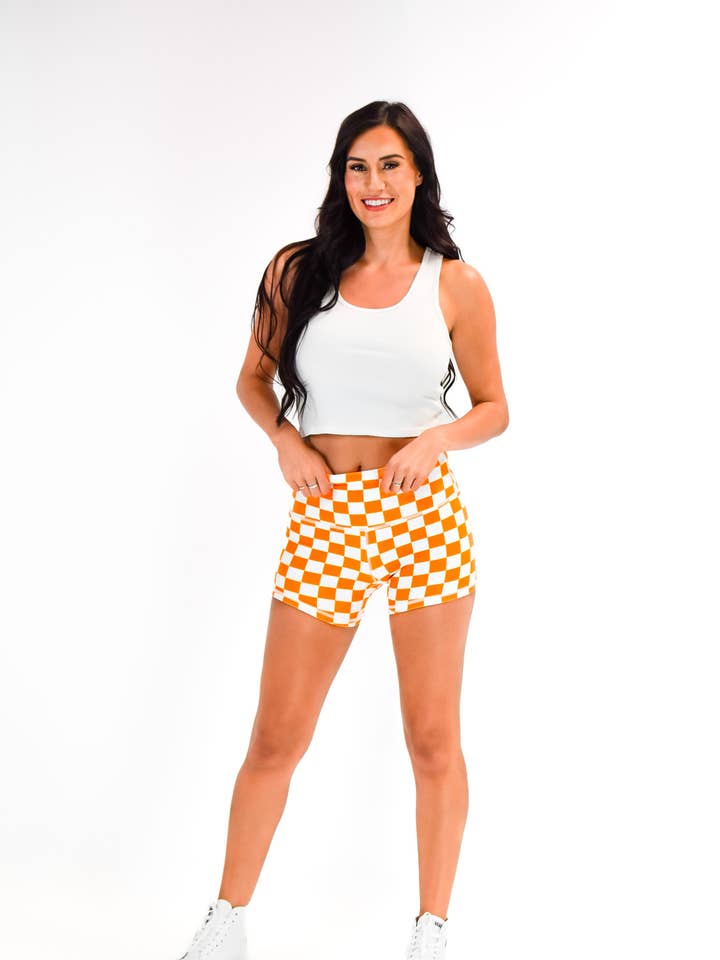 Kix'ies - Wholesale Athletic Shorts - Women's - Yoga Shorts Orange/White... Go VOLS... Game Day... Tennessee