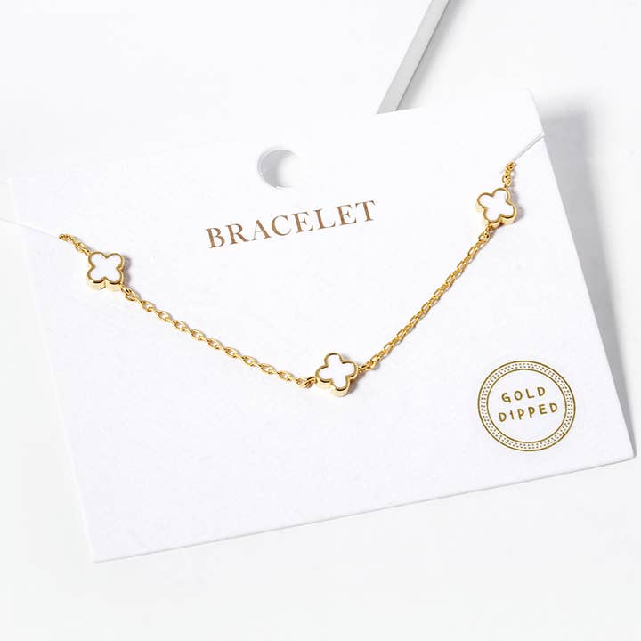 Sensibling Corp. - Wholesale Link & Chain Bracelet - Gold Dipped Triple Quatrefoil Link Bracelet
2