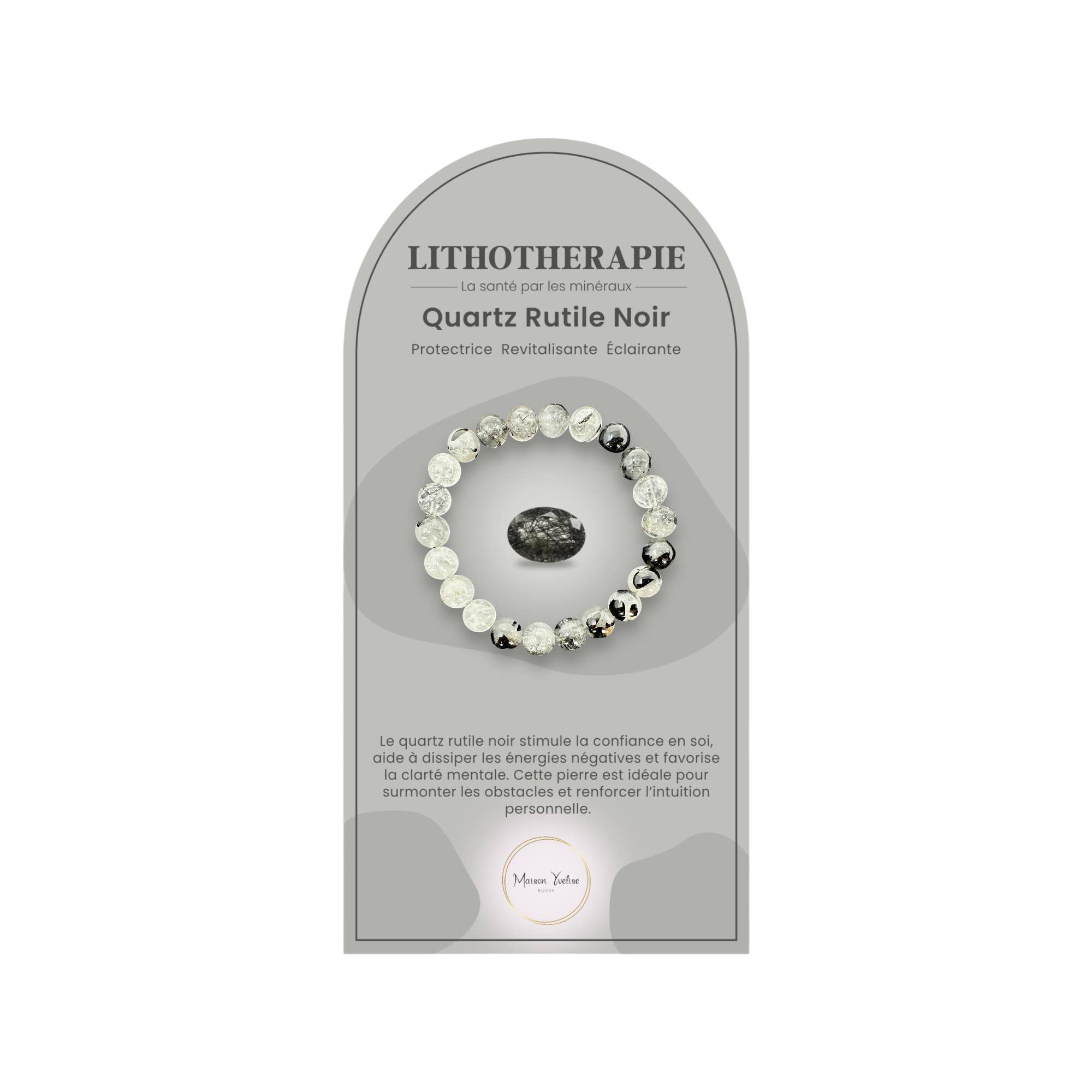 Maison Yvelise - Wholesale Prayer Beads Bracelet - Black Rutile Quartz Natural Stone Bracelet (Black)