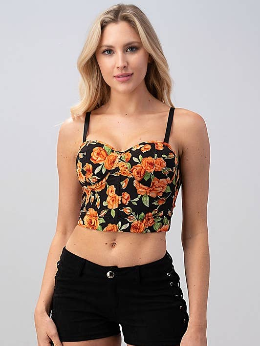 Floral Crop Bustier Top for wholesale by Lydia USA
