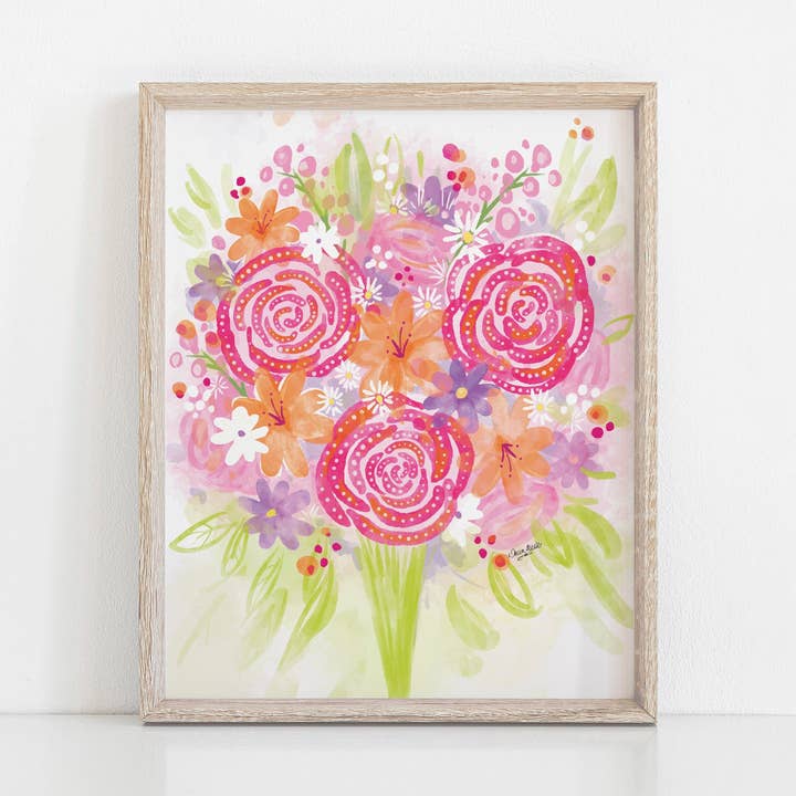 Sunny Bouquet Floral Art Print for wholesale by Dawn of Designs