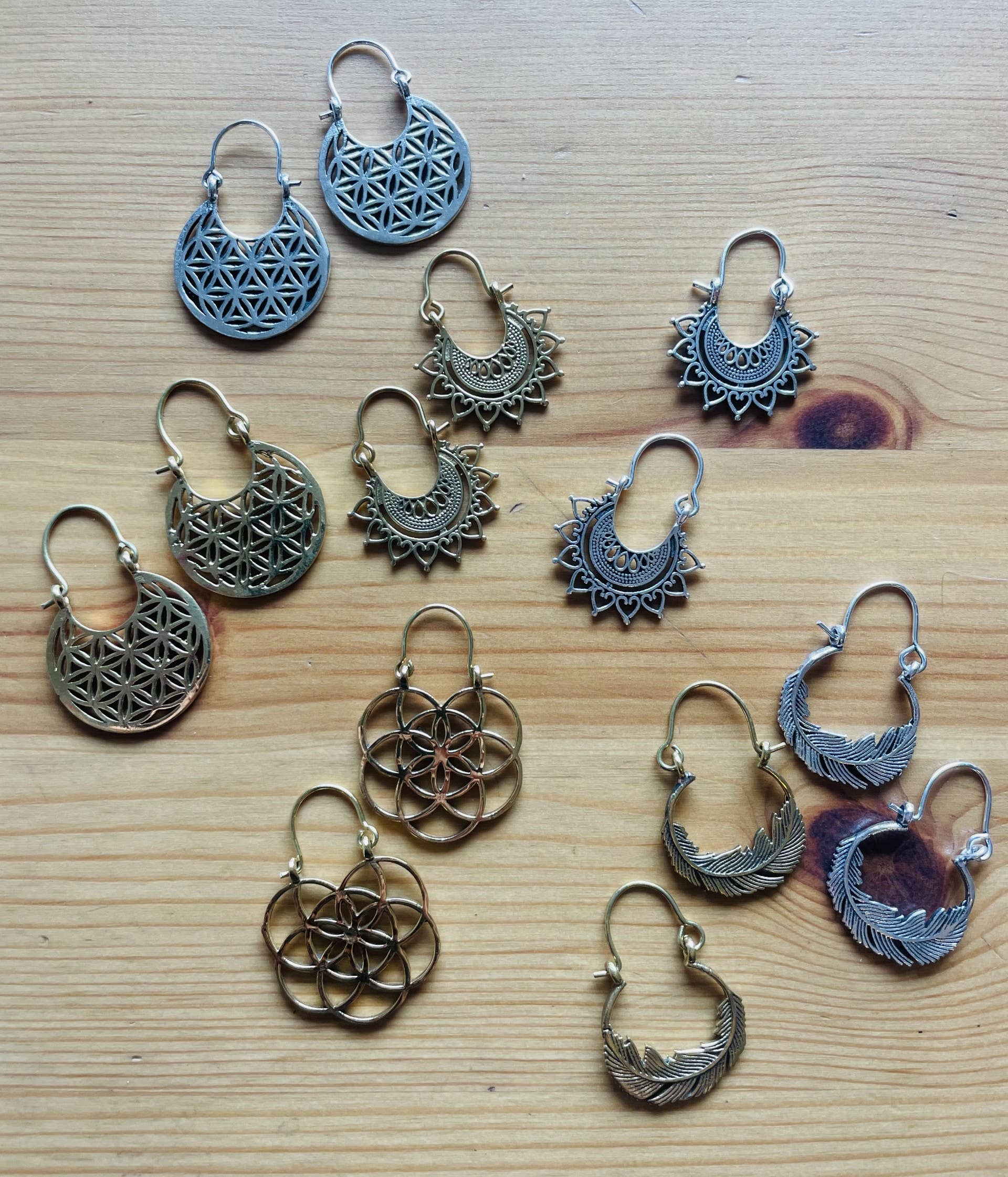 Emma's Emporium – wholesale Hoop earrings – Brass Tribal Gypsy Ethnic Earrings - Small7