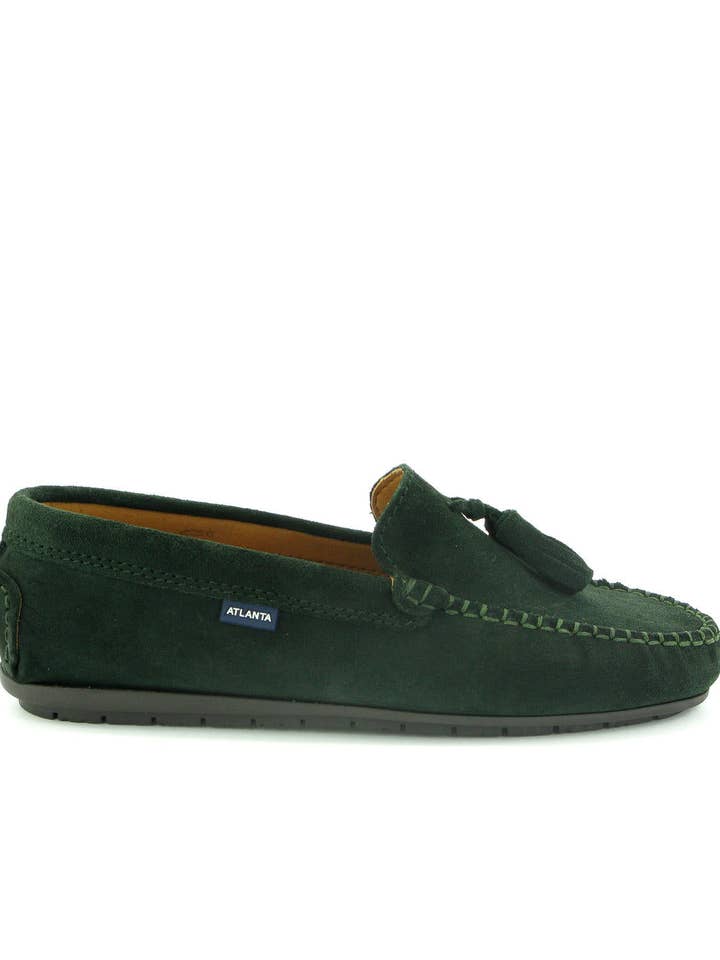 Tassel Walkers - pelle scamosciata verde scuro per la vendita all'ingrosso da parte di Atlanta Mocassin
