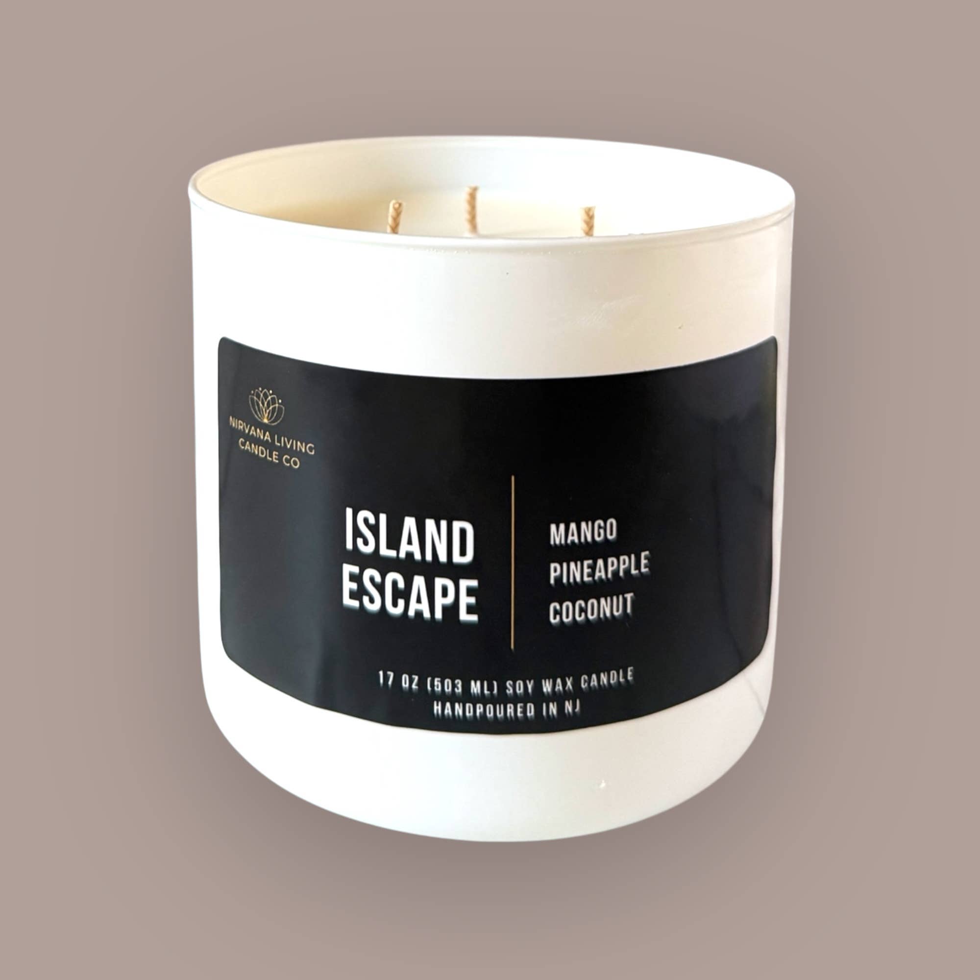 Nirvana Living Candle Co - Wholesale Jar/Filled Candle - ISLAND ESCAPE 17OZ CANDLE- 3 WICK