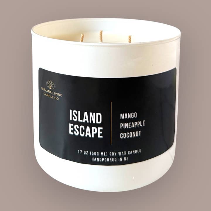 Nirvana Living Candle Co - Wholesale Jar/Filled Candle - ISLAND ESCAPE 17OZ CANDLE- 3 WICK0