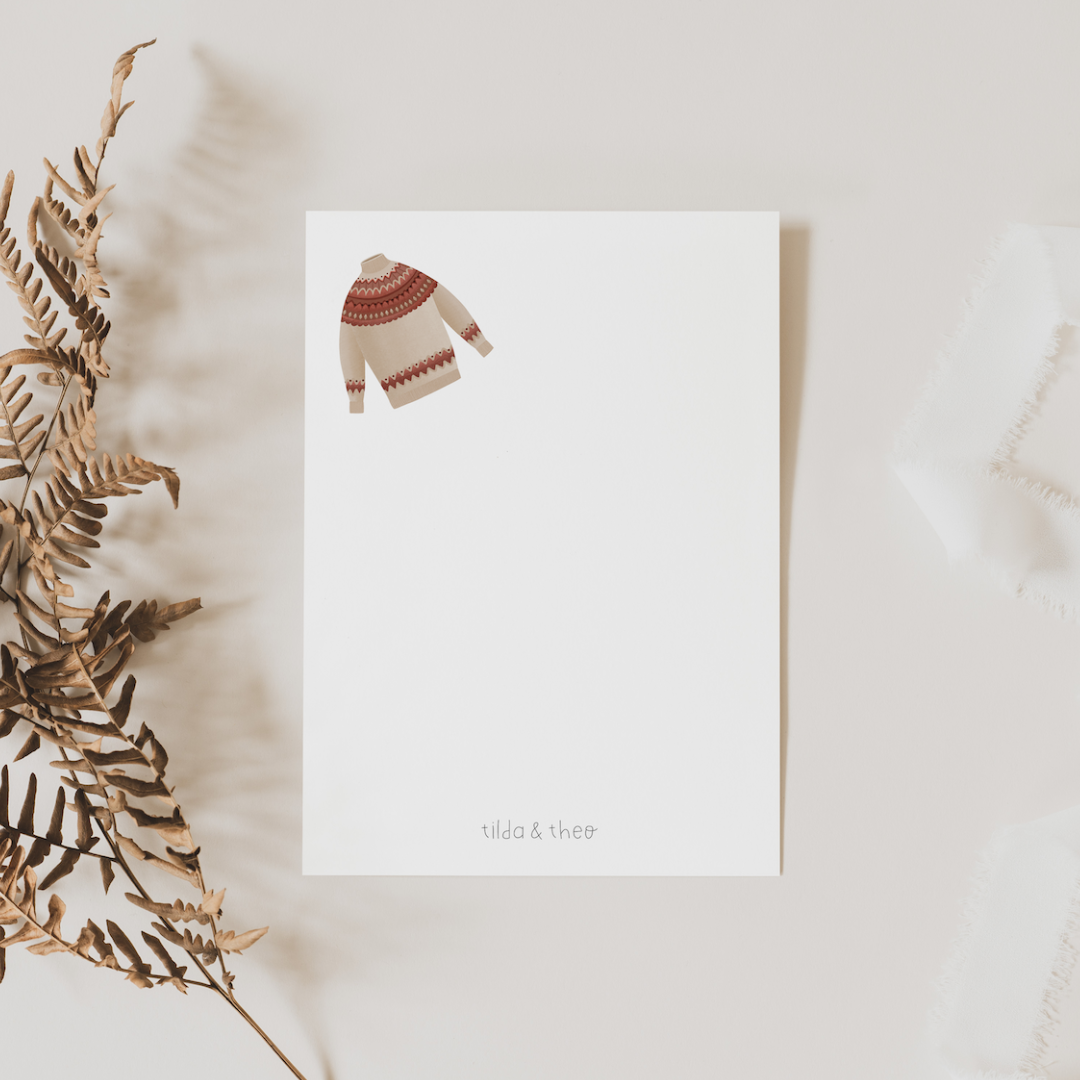 Tilda&Theo - Wholesale Ansichtkaart - Ansichtkaart met Noorse trui - warm en gezellig3