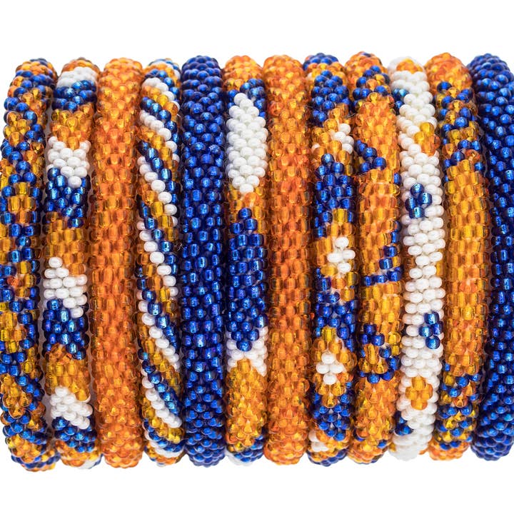 Roll-On® Game Day Bracelet Blue and Orange - Set of 12 for wholesale by Aid Through Trade