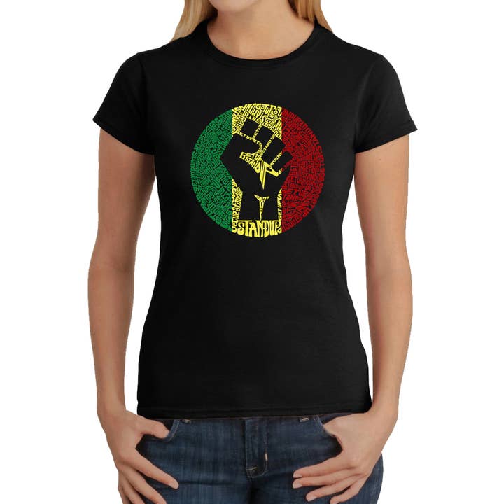 Women's Word Art T-Shirt - Get Up Stand Up for wholesale by LA Pop Art