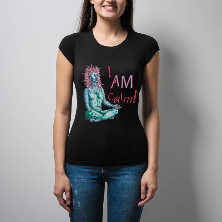 Hannah Kate Makes - Wholesale T-Shirt (Graphic) - Unisex - I AM Calm! T-shirt - Black - 100% Cotton - Regular/Fitted8
