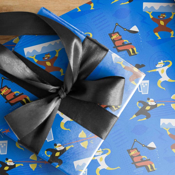 Giftiply - Wholesale Flat Wrap - Superhero Bears - Charity Eco-Friendly Wrapping Paper0