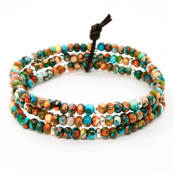 Rainbow Jasper 1 + Silver Bracelet Bundle for wholesale by LIZOU