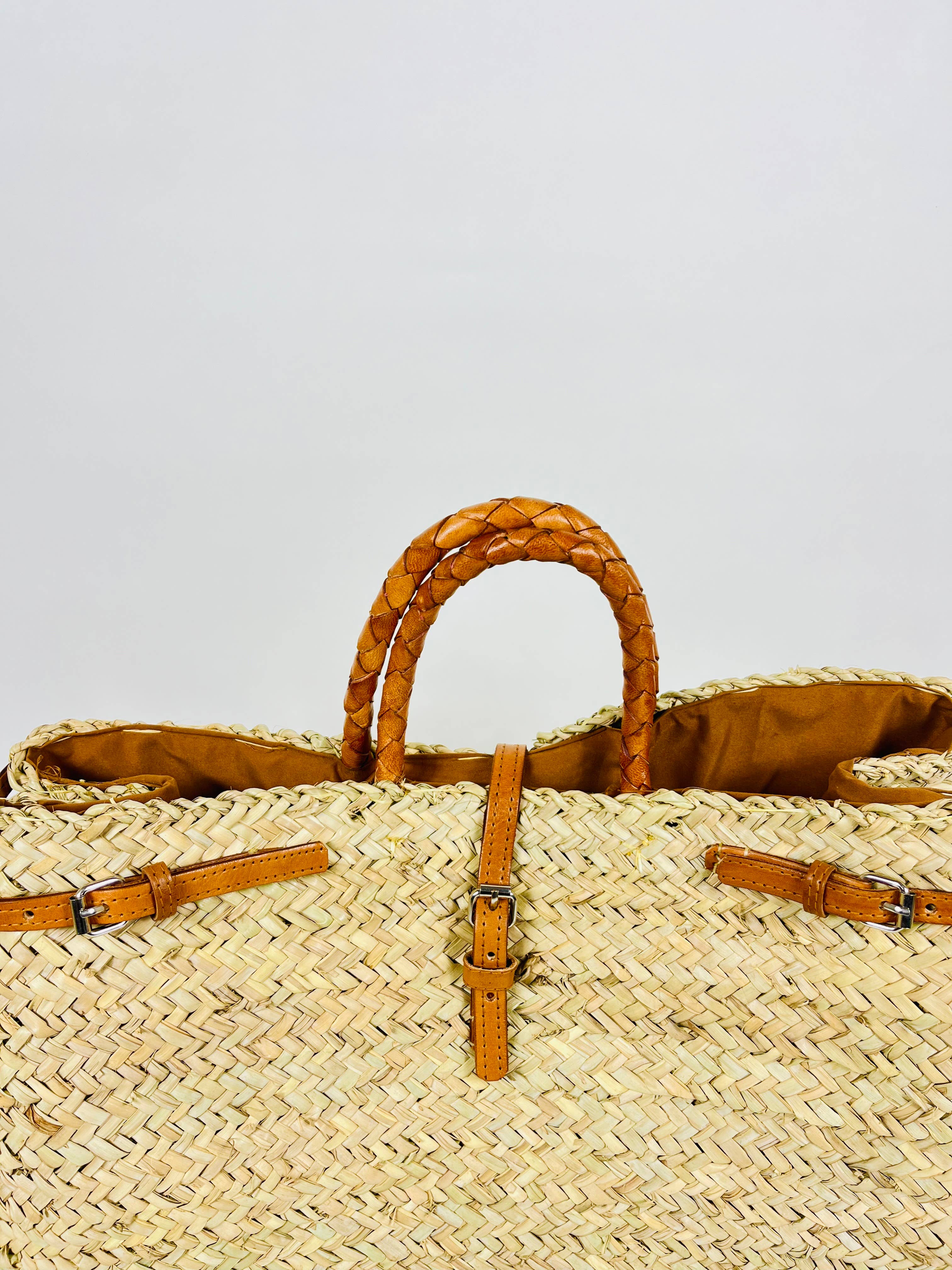 Mikwi – wholesale Korg – Fransk marknadskorg med dubbla remmar i läder4