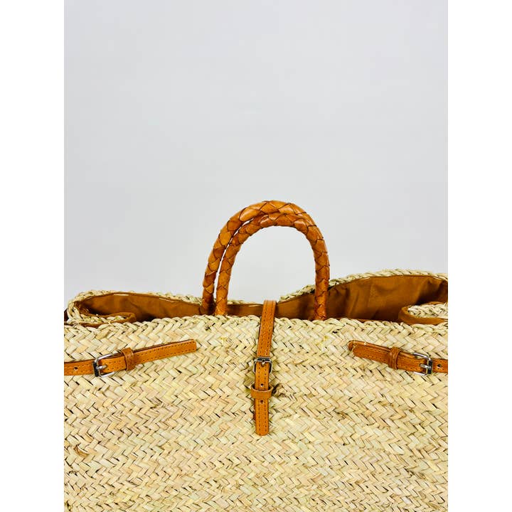 Mikwi – wholesale Korg – Fransk marknadskorg med dubbla remmar i läder4