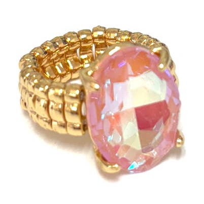 Oval Shape Glass Cocktail Cut Stretched Ring for wholesale by StarryNYC