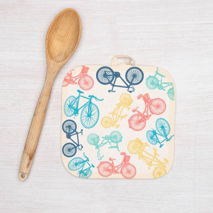 Bicycle Pot Holder - Machine Washable - 8x8 Inches for wholesale by Counter Couture