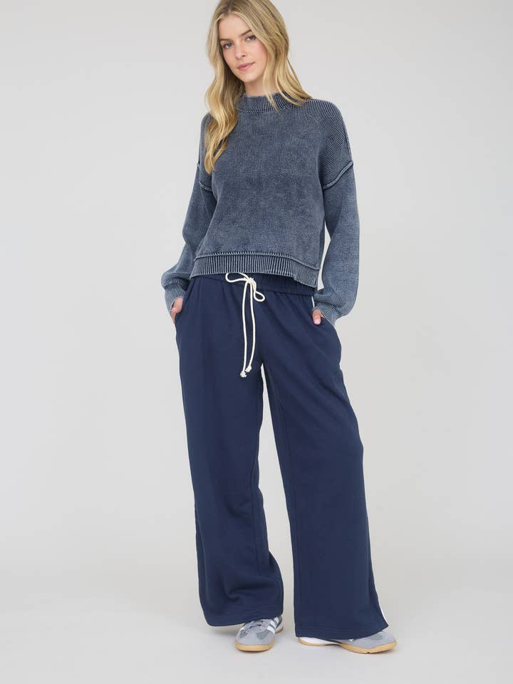 Blu Pepper - Wholesale Lounge Sweatpants/Joggers - Women's - FOLD OVER DRAWSTRING WAIST WIDE LEG LOUNGE PANTS14