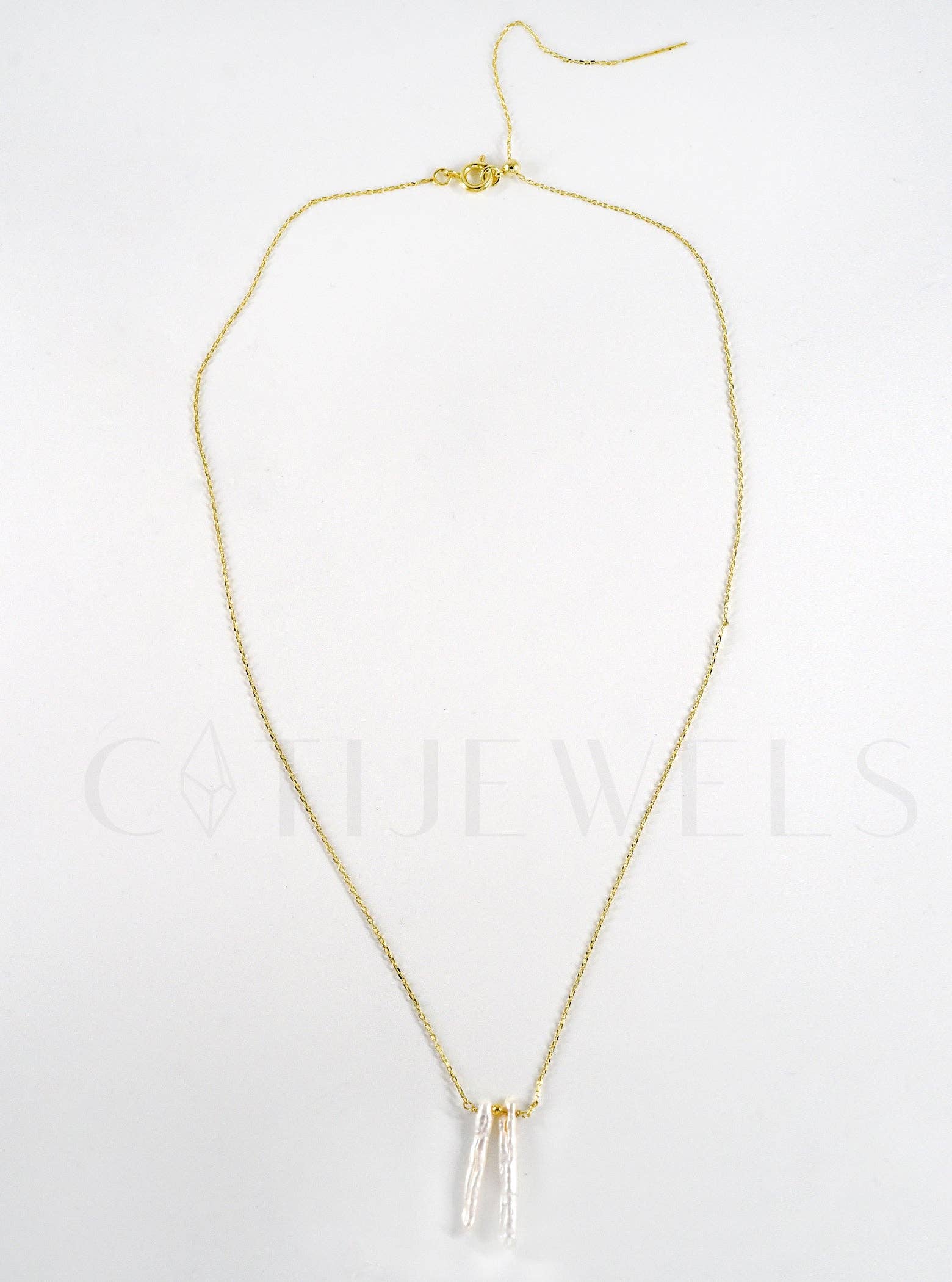 FELIX Z DESIGNS - Vente Colliers à pendentif - Collier réglable à barres doubles de perles en or rempli 14K2