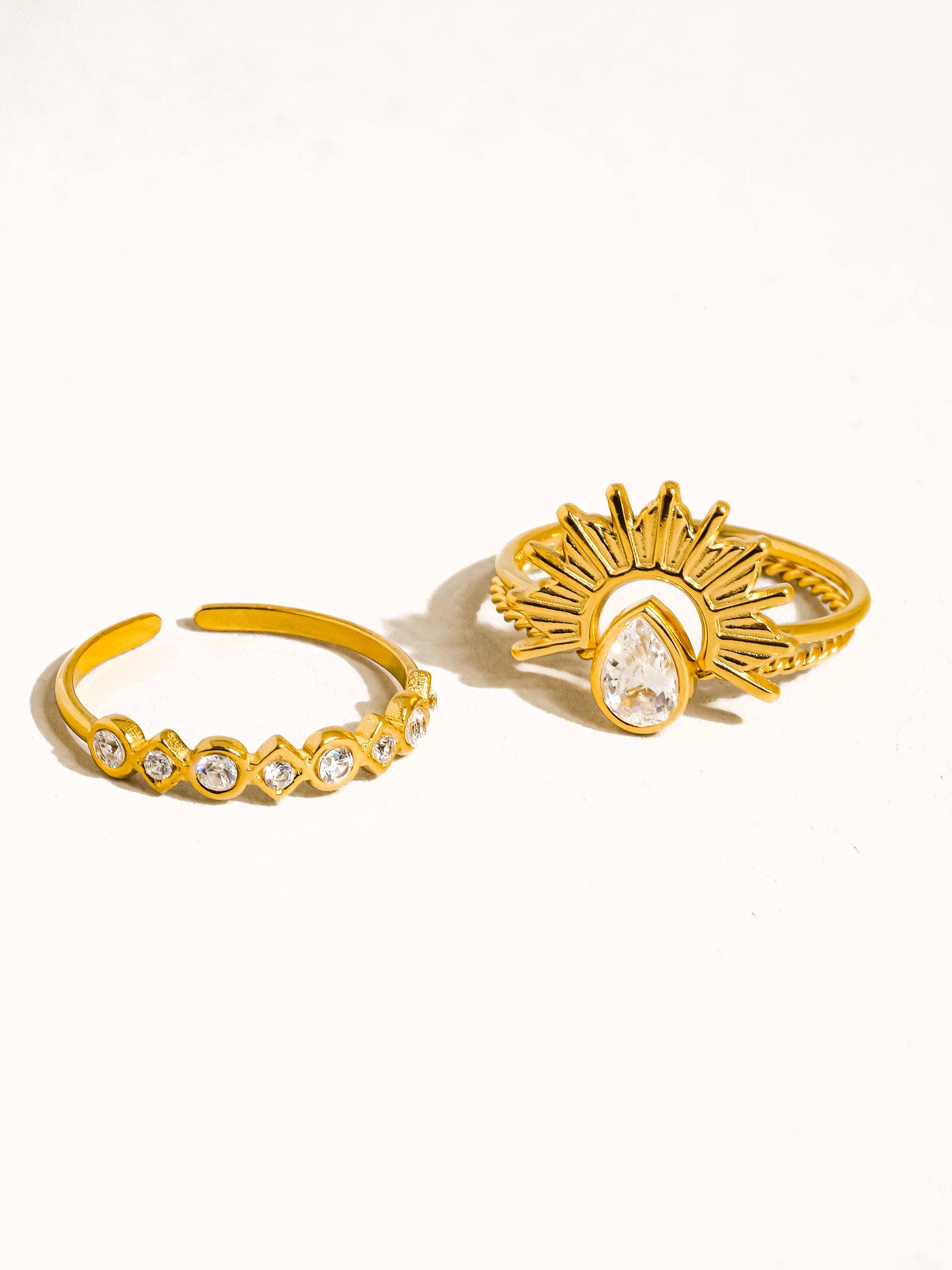 Françoise 18K Gold Non-Tarnish Sun Stone CZ Layered Ring for wholesale on Faire3