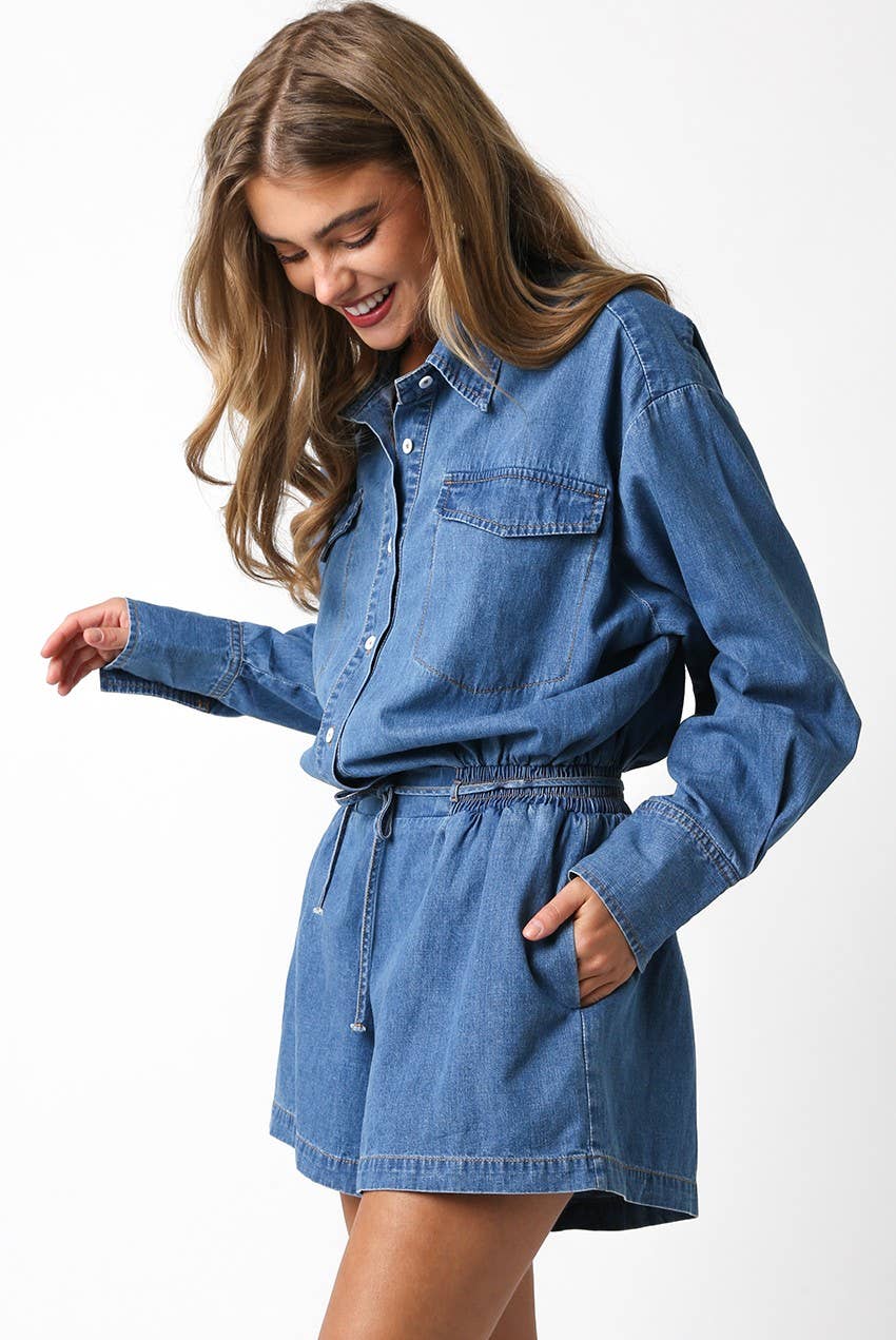 Jada Denim Romper for wholesale on Faire1