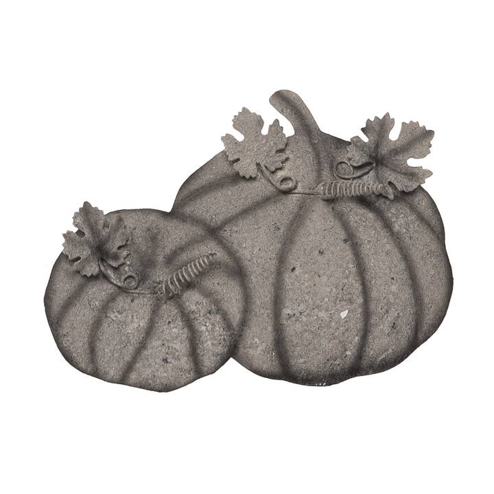 CLOSEOUT Metal 11.75 in. Grey Harvest Whitewash Pumpkin for wholesale by Transpac