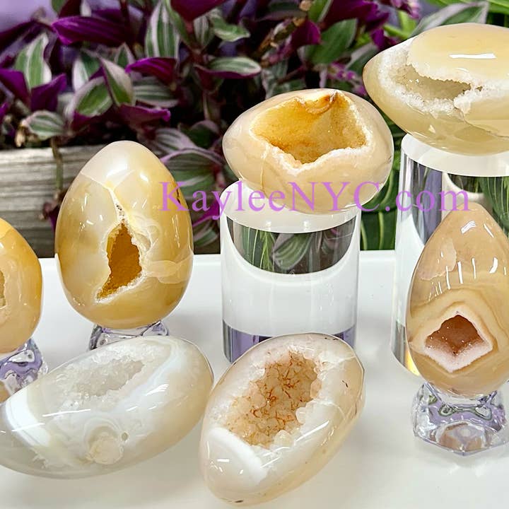 7-8 pcs Natural Druzy Agate Crystal Egg Energy Healing for wholesale by KayleeNYC
