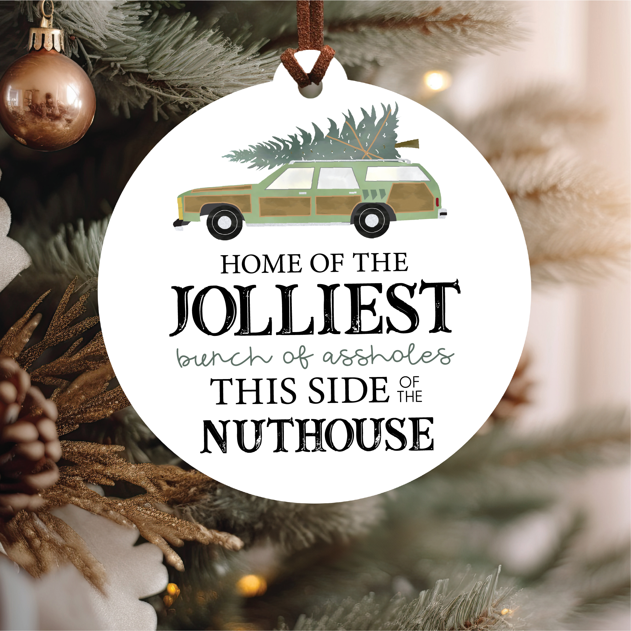 Knotty Design Co. - Wholesale Ornament - Jolliest Bunch of Assholes Christmas Ornament3