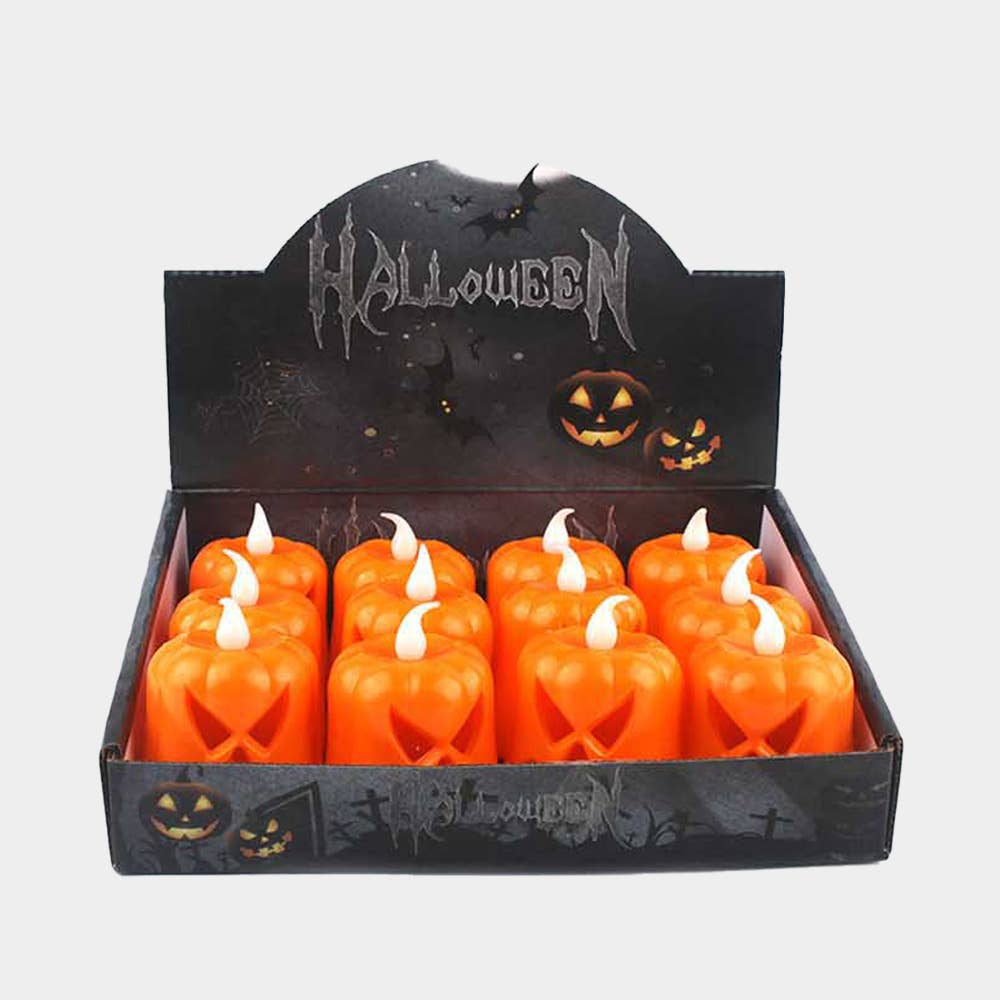 Sensibling Corp. - Vendita all'ingrosso Candela senza fiamma - 12PCS - Candele LED a forma di zucca di Halloween luminose2