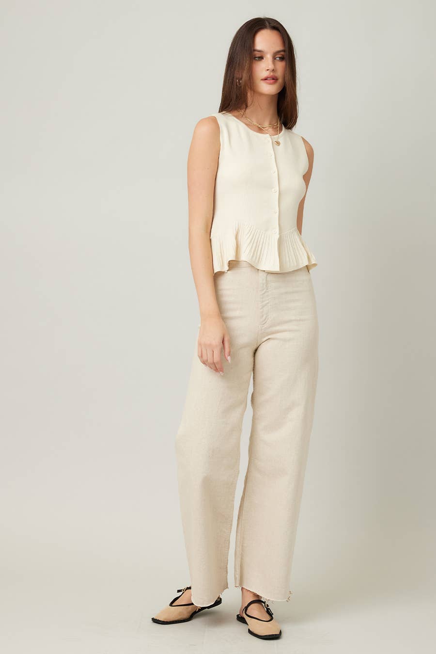 ILLA ILLA - Wholesale Cardigan - Women's - Everyday Comfort Knit Ruffle Hem Cardigan Sweater Tank20