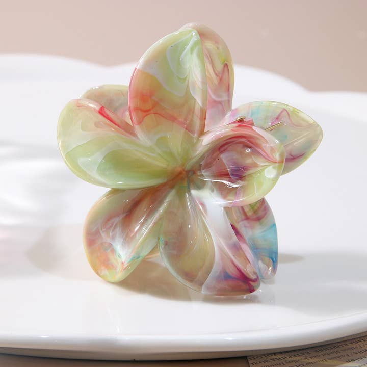 ACCITY - Wholesale Hair Clip - Women's - Marble Flower Hair Claw – Dual-Color & Stylish_CWAHA1040