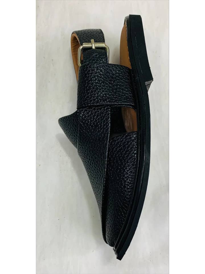 Handmade Black Textured Peshawari Chappal, Unique Style for wholesale on Faire1