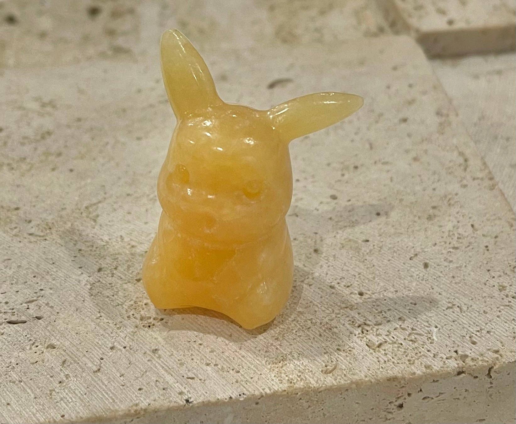 Reiju - Vente Figurine décorative - Nouvelle figurine Pikachu en jade jaune naturel sculpté à la main0