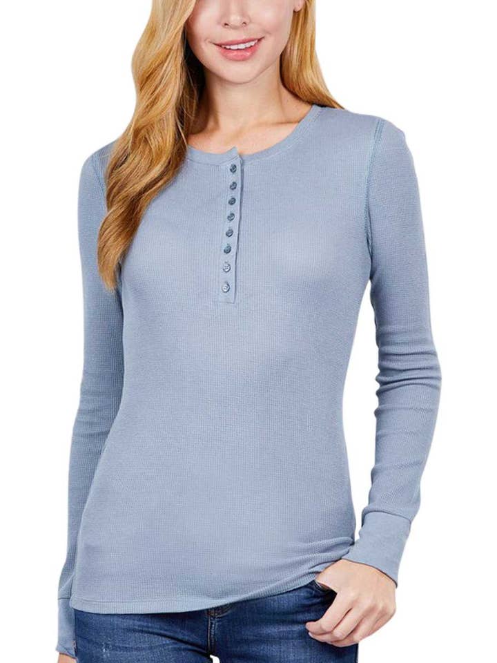 Vanilla Monkey - Wholesale Knit Top - Women's - Long Sleeve Henley Thermal Knit Top28