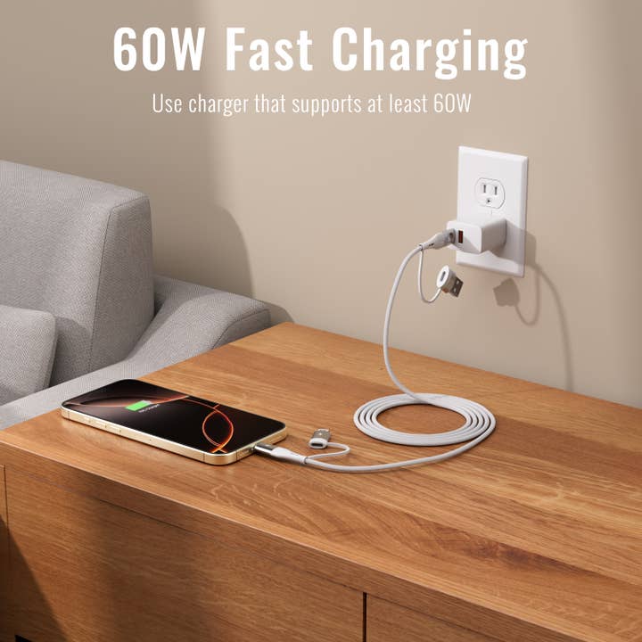 LAX Gadgets - Wholesale Portable Charger - USB PD 20W Wall Charger + 6ft 4-in-1 Linear Cable- Retail4