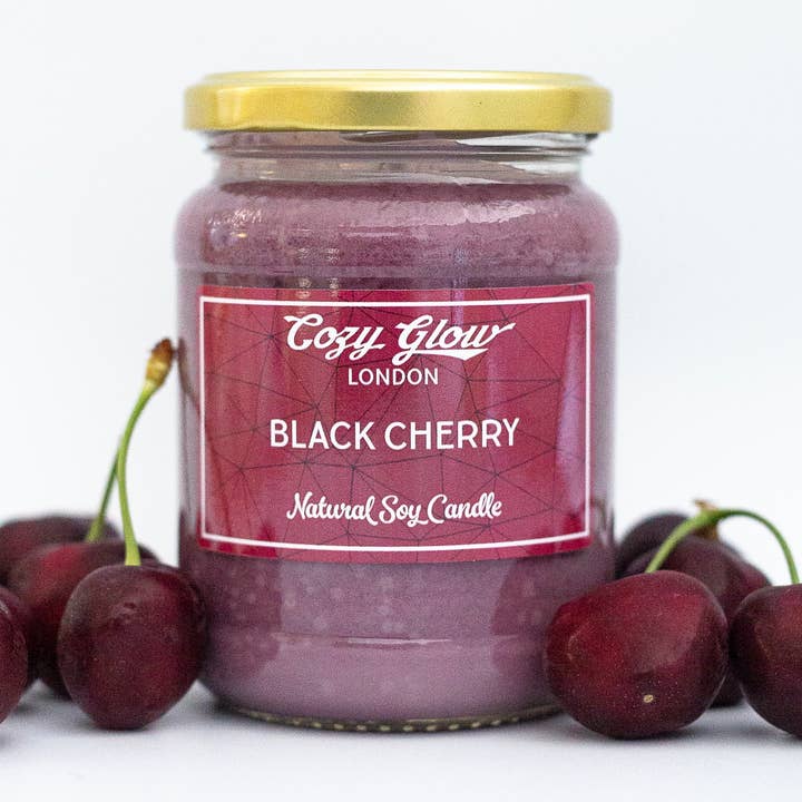 Vela de soja grande cereja preta por atacado de Cozy Glow Candles & Home