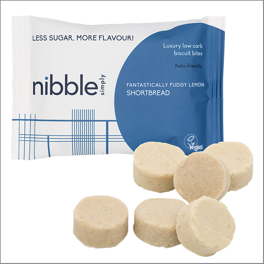 Nibble Simply – wholesale Biscuit – FANTASTICALLY FUDGY LEMON SHORTBREAD  (Vegan, GF, Made UK)1