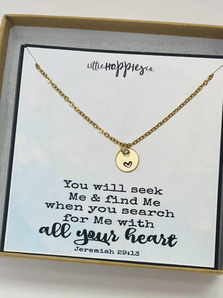 Christian Jewelry, Heart Necklace, Baptism gift, Confirmation gift, Encouragement gift, Gift of faith, Christmas gift, Birthday gift for wholesale by Little Happies Co