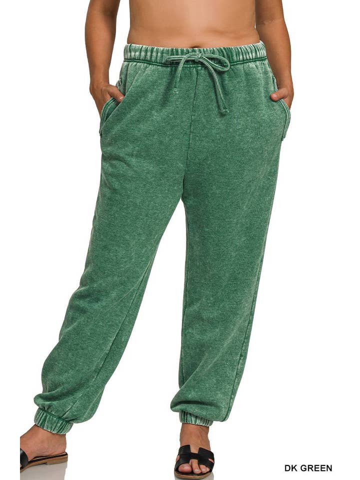 Vanilla Monkey – Engroshandel Loungesweatpants/jogginbukser – til kvinder – Plus Acid Wash Fleece joggingbukser med lommer2