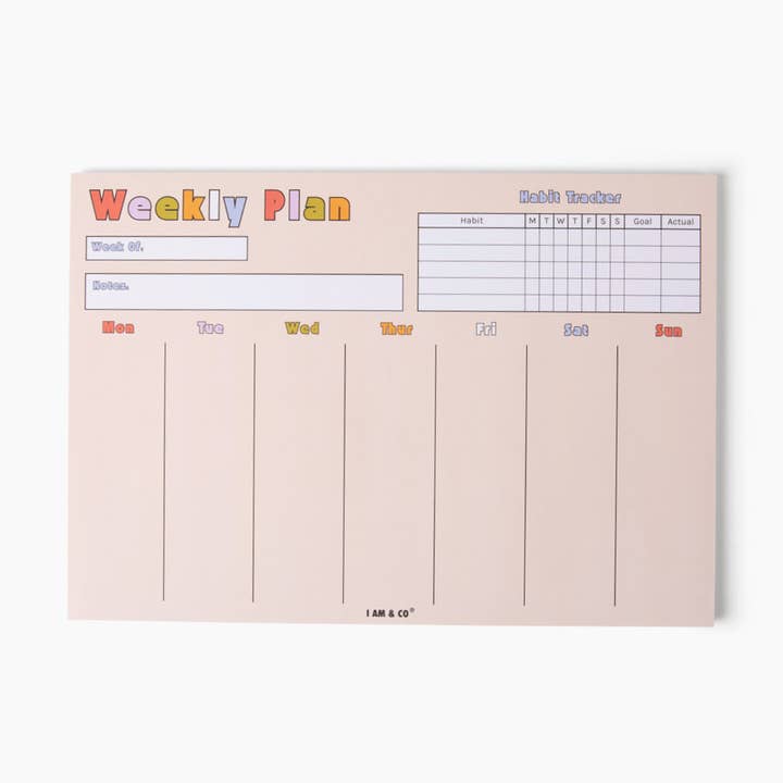 Weekly Planner Notepad for wholesale by I AM & CO