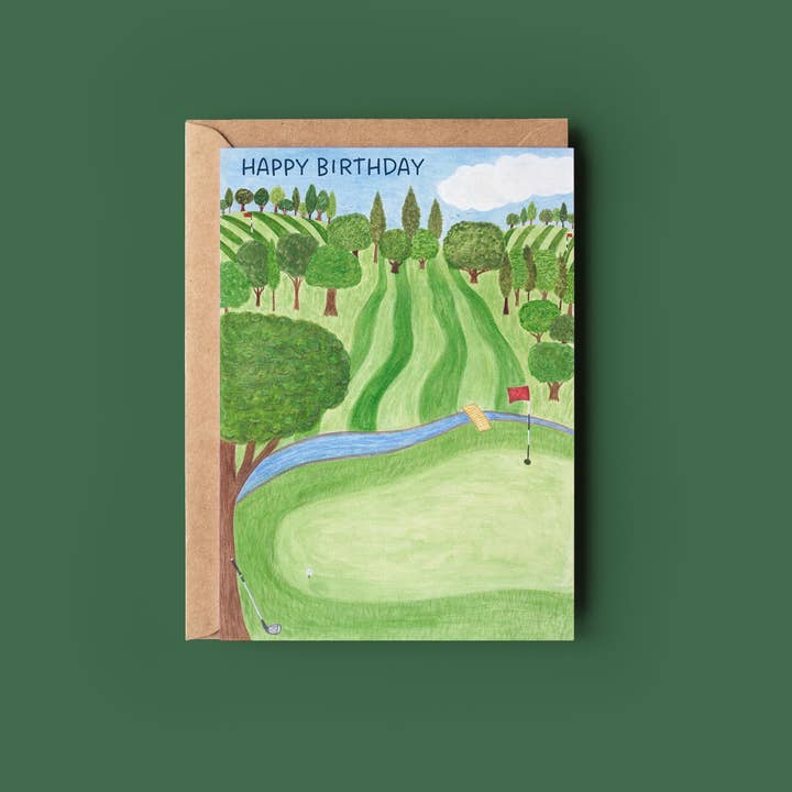 Happy Birthday Golf card for wholesale by Sofia Papa Designs