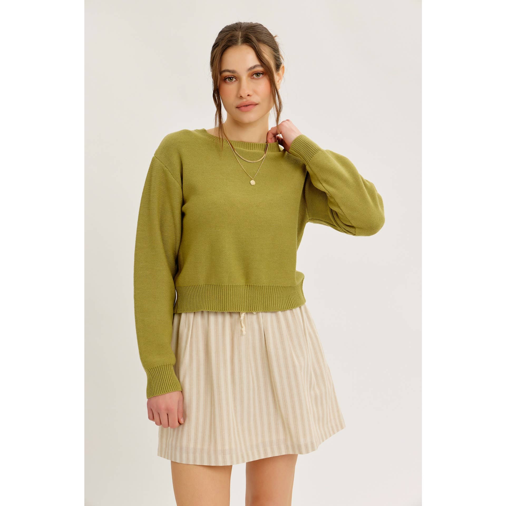 idem ditto – Pulôver - Mulher por atacado – TOP DE MALHA COM LAÇO NAS COSTAS E DECOTE REDONDO EM CONTRASTE32