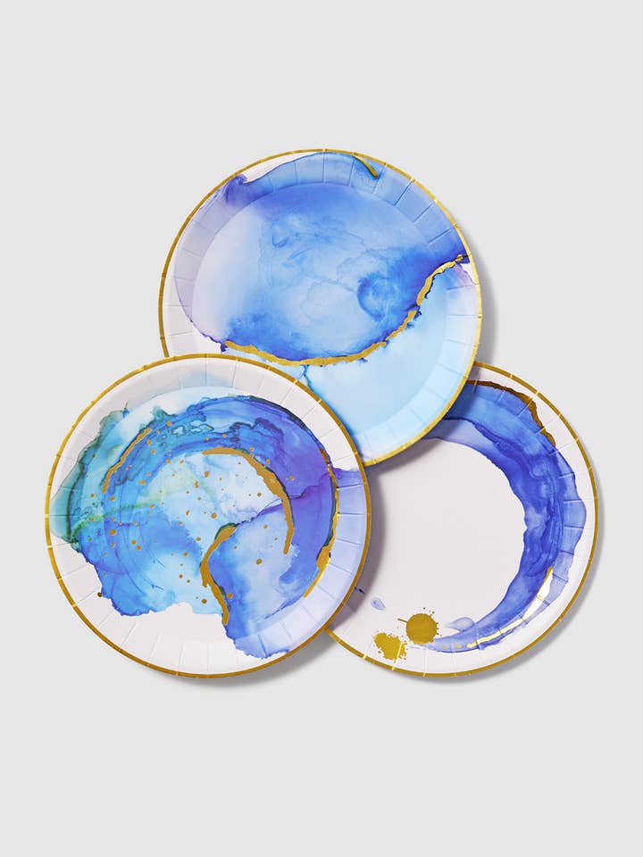 Ocean Watercolor Small Plates (10 per pack) for wholesale by Coterie Party Supplies