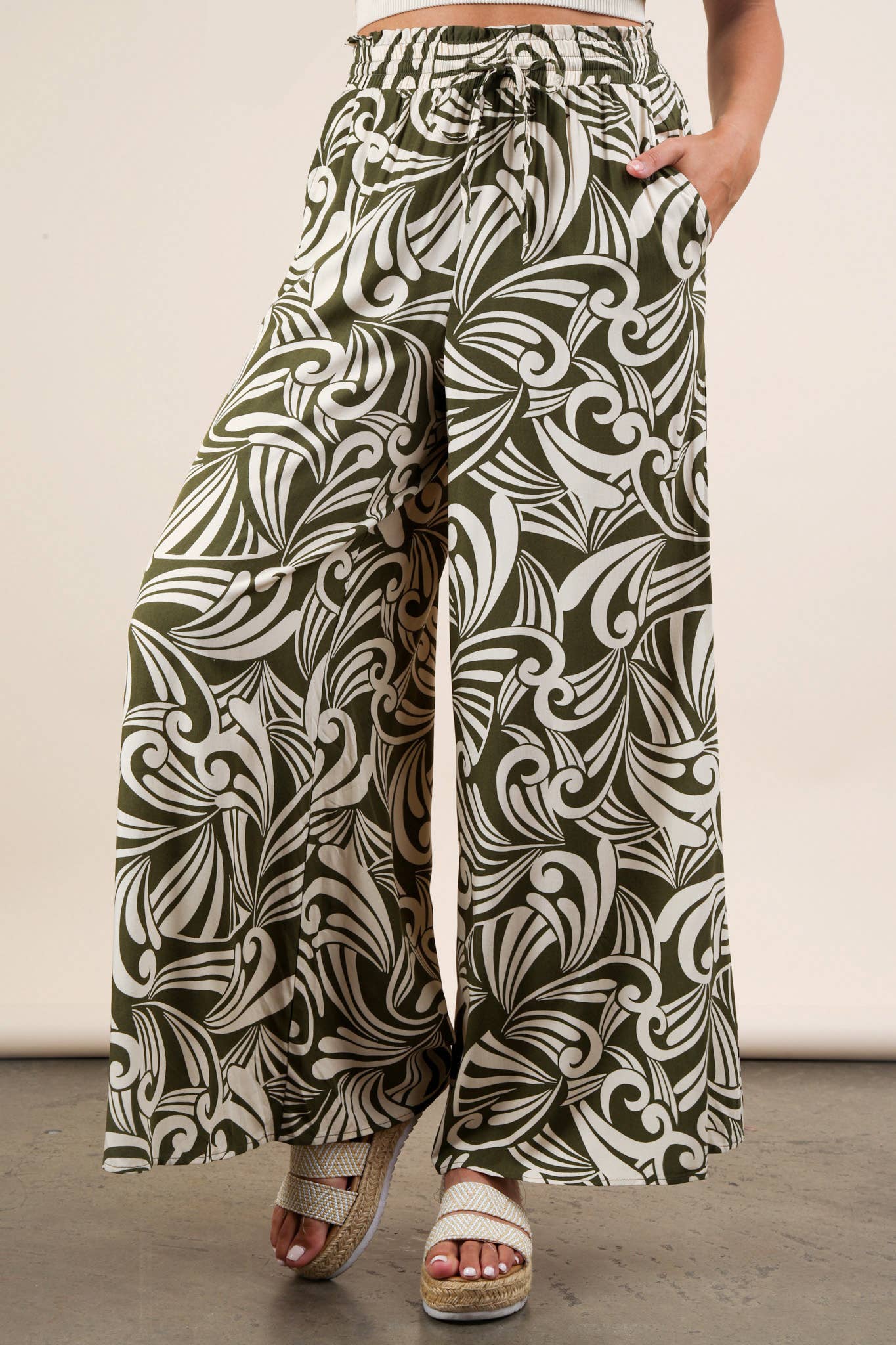 VERY J - Wholesale Broek - Dames - NP70715-Printed Wide Leg Lange Broek16