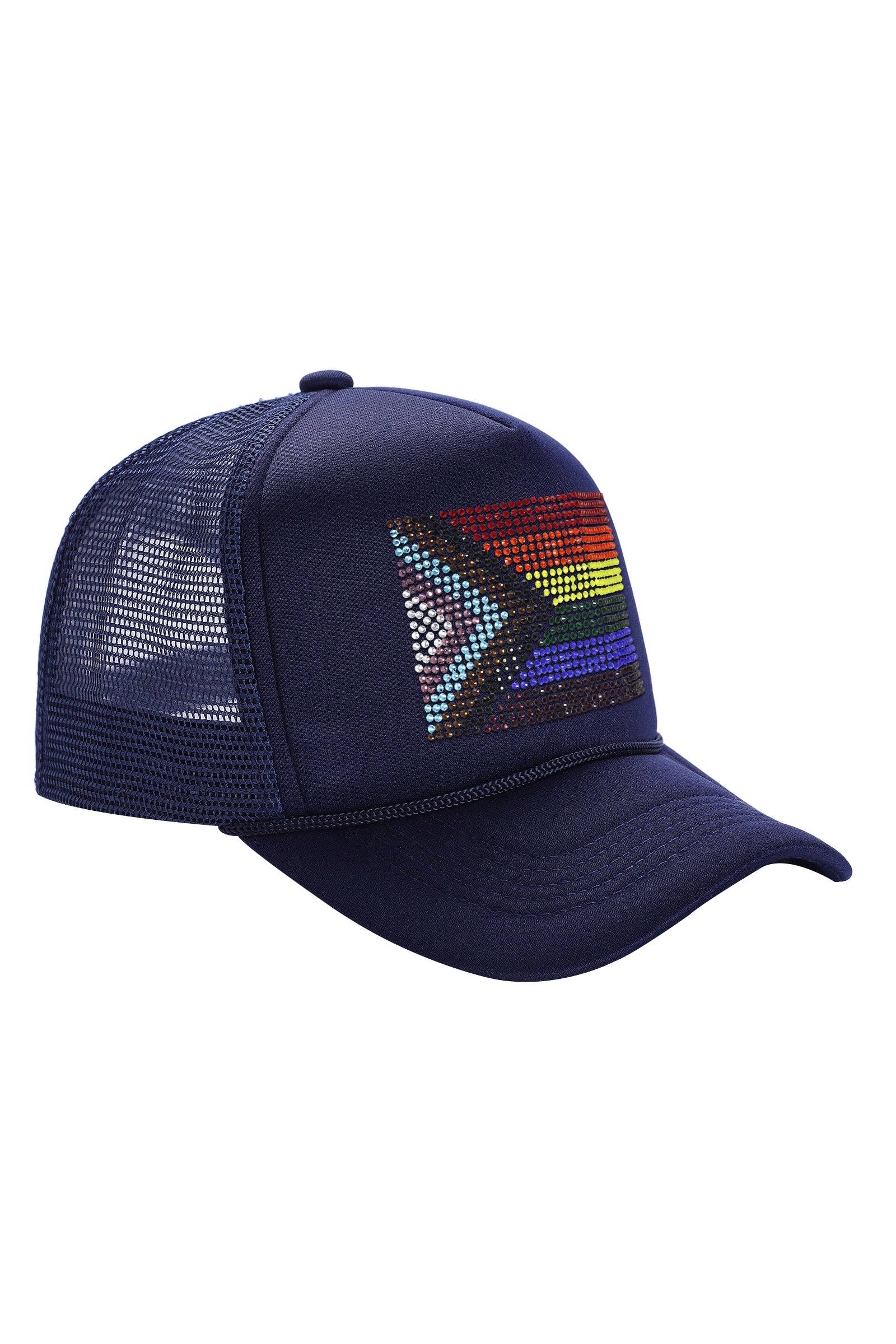 Cap Zone - Wholesale Trucker Hat - Unisex - Bling Rainbow Pride Flag Sponge Trucker Hat13