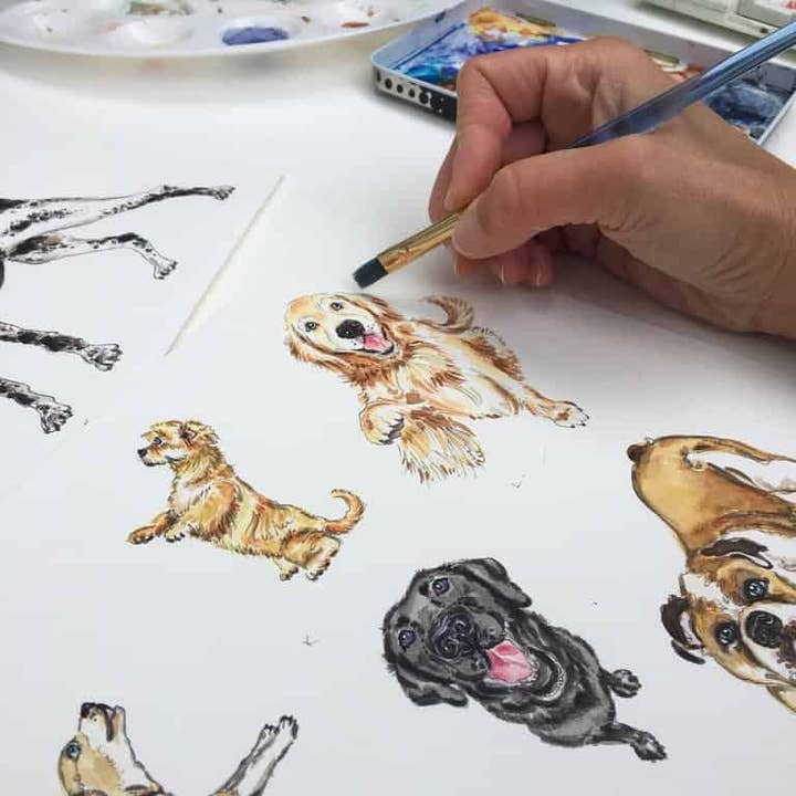 Ice Blue Pups - Pastel Blue 100% Silk Twill Dog Scarf for wholesale by Grey Hall Design