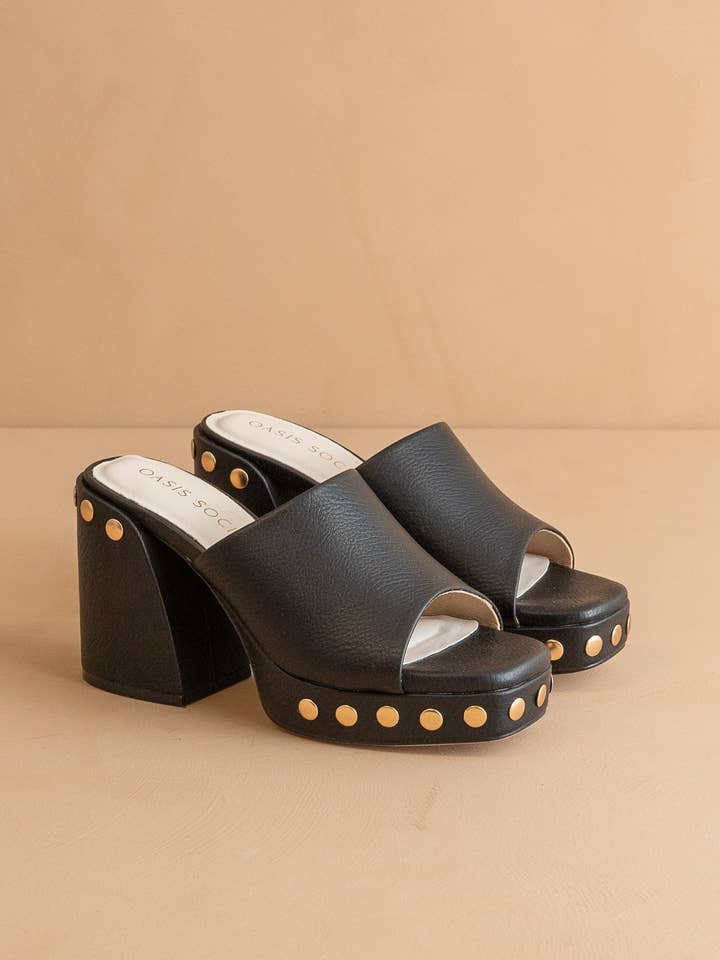 The Leona | Black Studded Platform Heel for wholesale on Faire