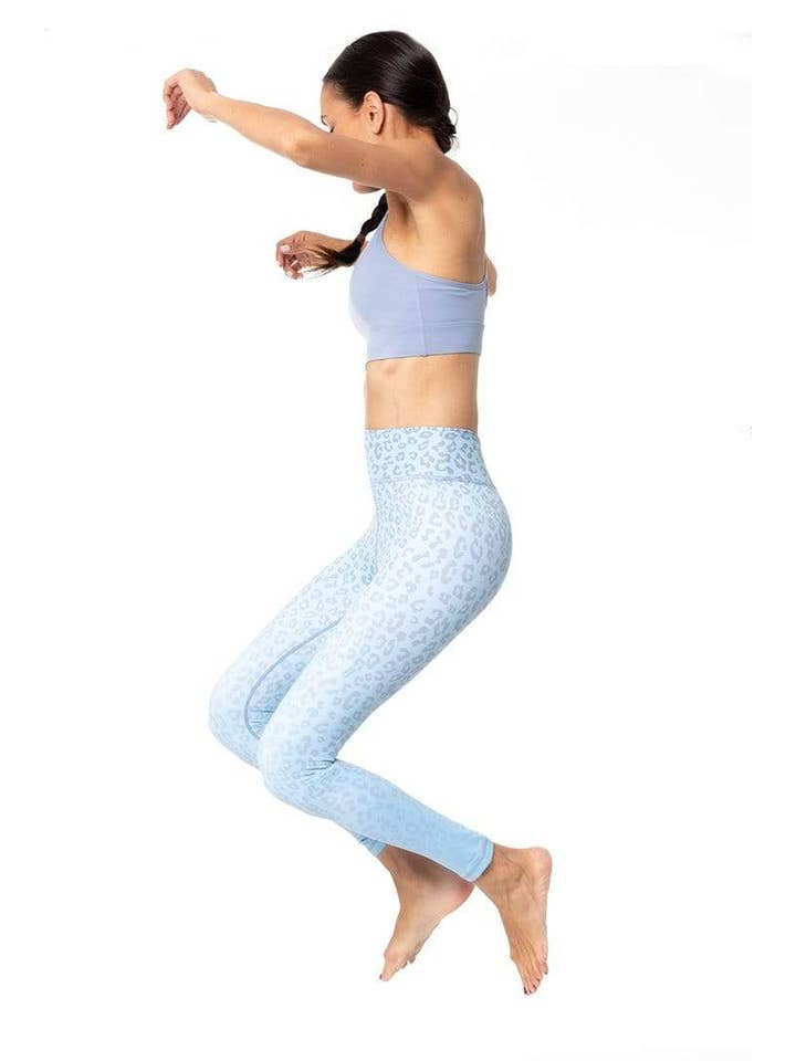 Vie Active - Wholesale Athletic/Lounge Leggings - Women's - Rockell 7/8 Legging - Sky Blue Leopard Ombre4