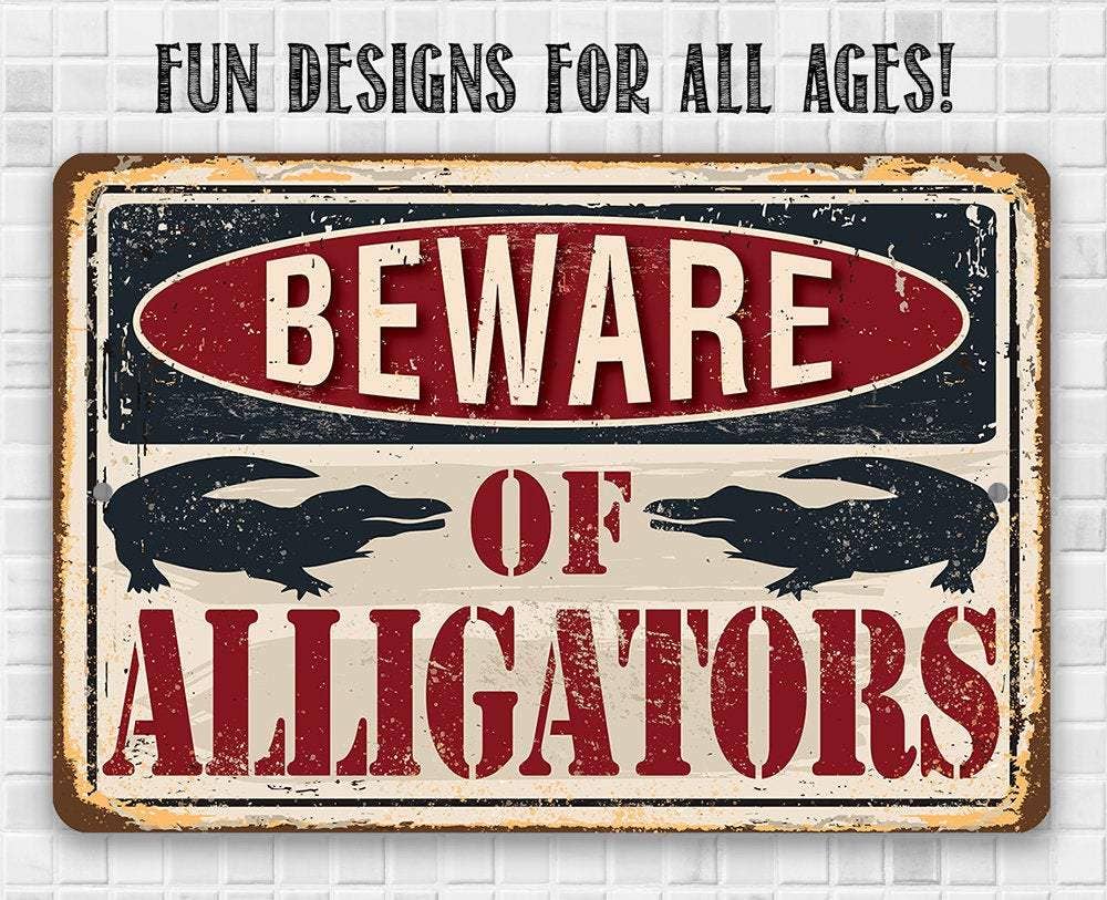 Lone Star Art Metal Signs - Wholesale Sign - Beware of Alligators - Metal Sign7