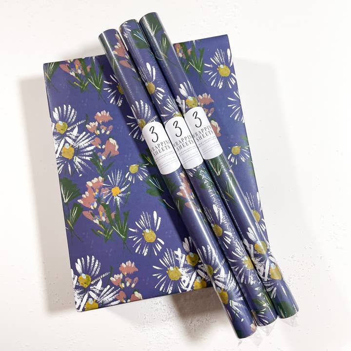 Wrapping Sheets - Ash Blue Daisies Pattern for wholesale by LaCott Fine Art