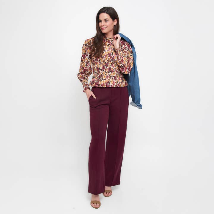 Elsie & Zoey - Wholesale Blouse - Women's - Hazel Smocked Georgette Long Sleeve Blouse6