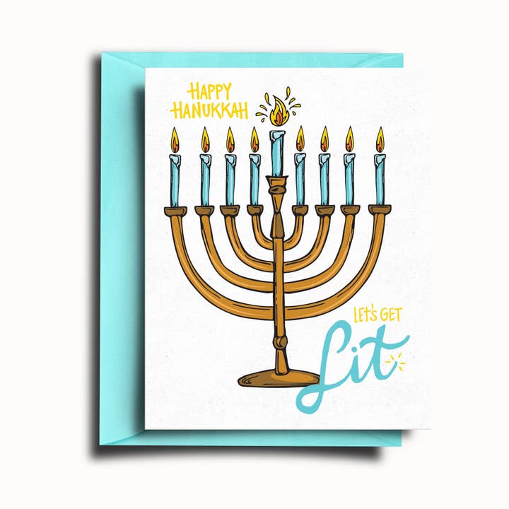 Lit Hanukkah Holiday Card for wholesale by SOMETHING OF A DANDY